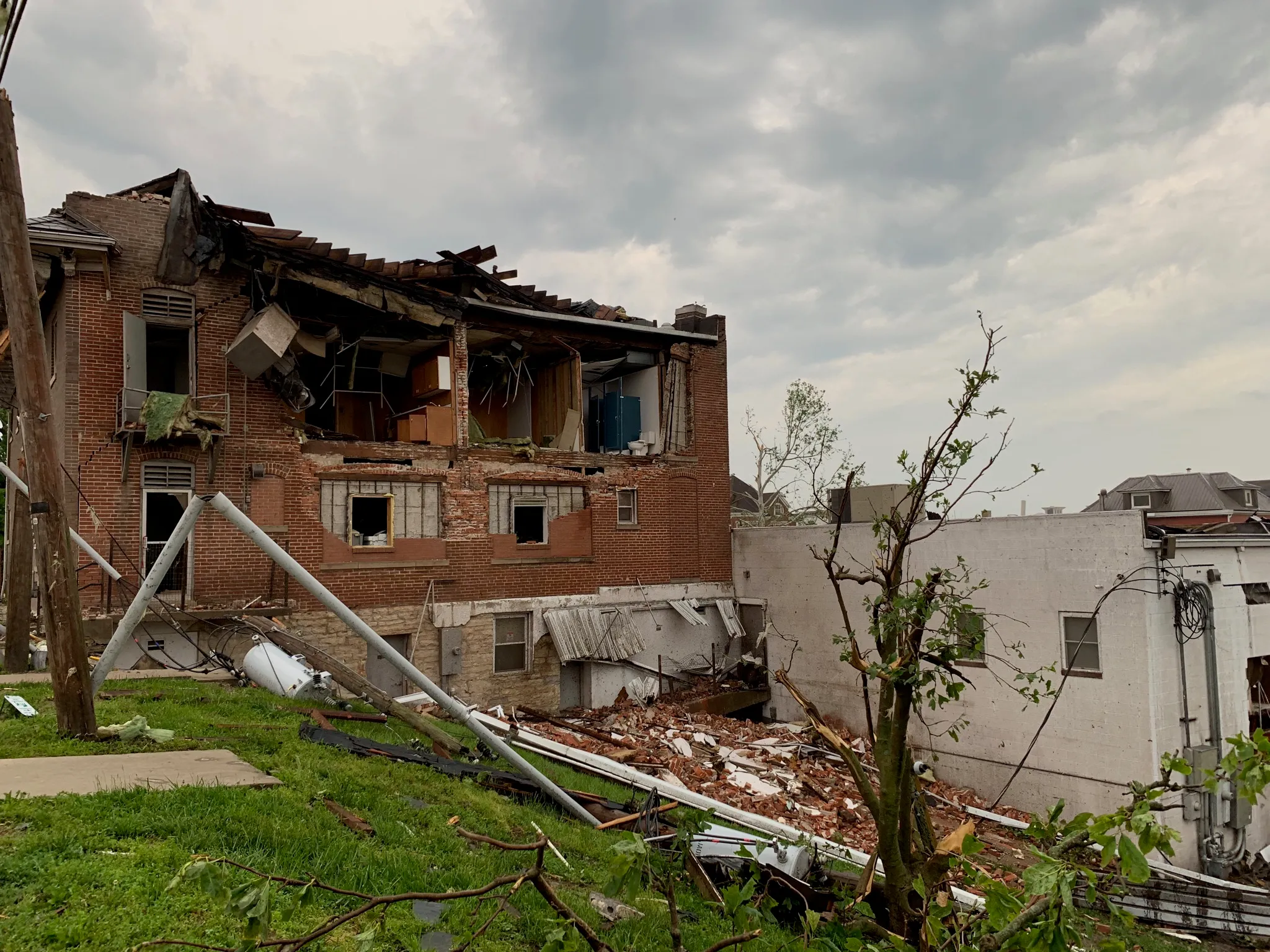 Tornado damage at the Shoe Factory