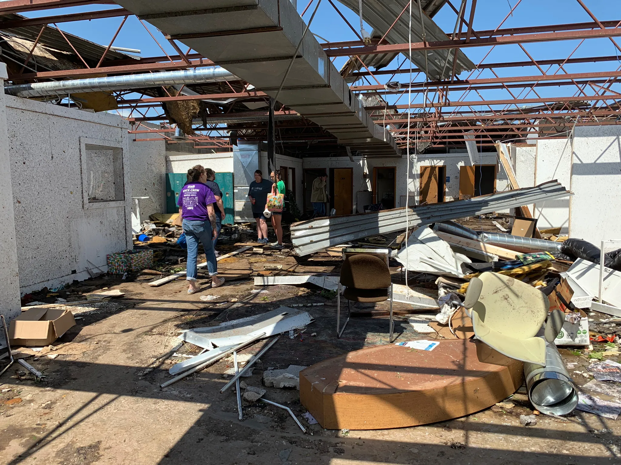 Tornado damage at the Shoe Factory