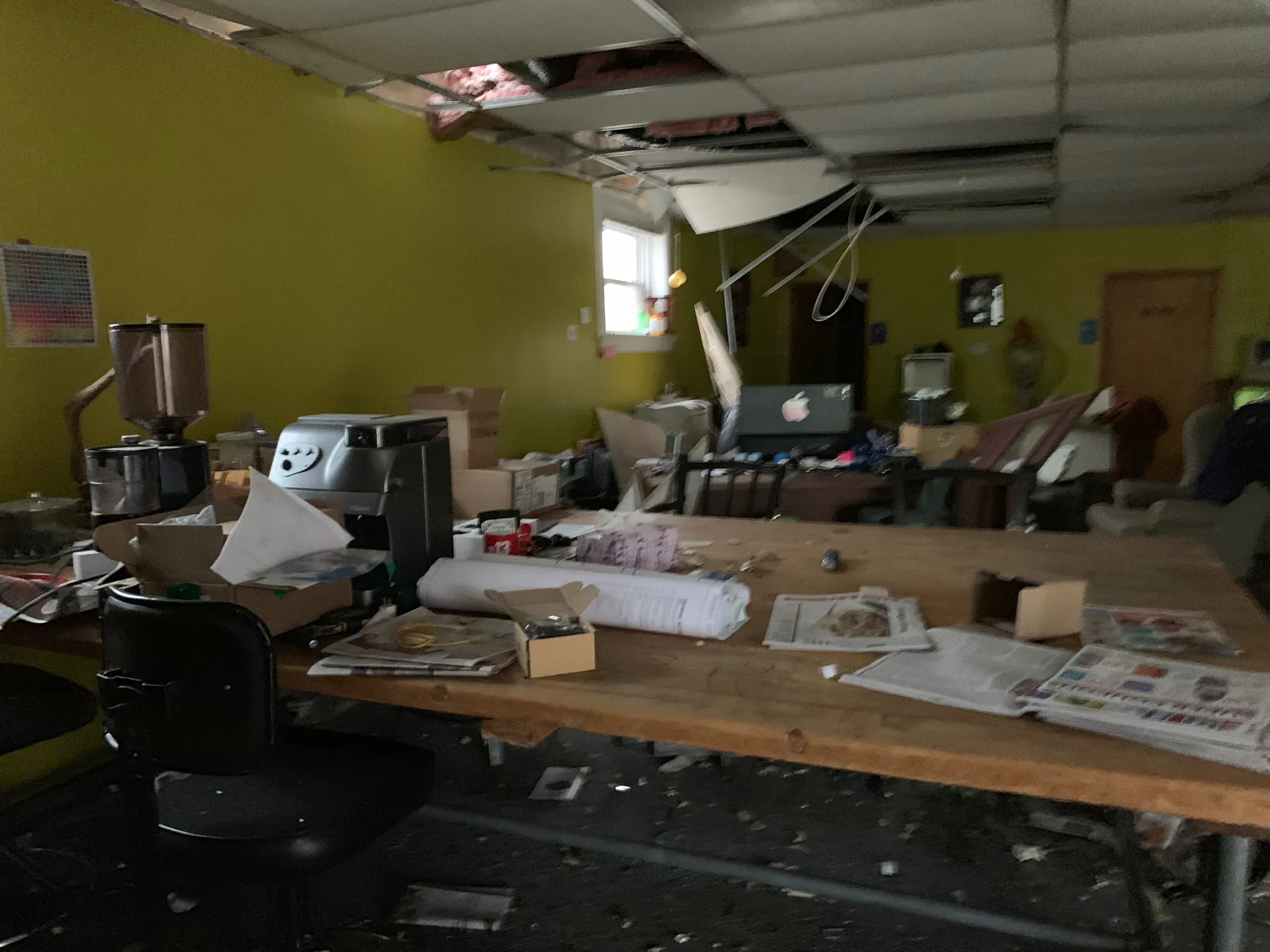 Tornado damage at the Shoe Factory