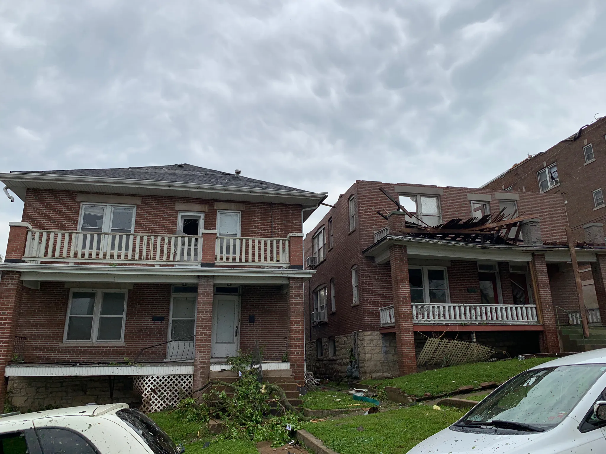 Tornado damage at the Shoe Factory
