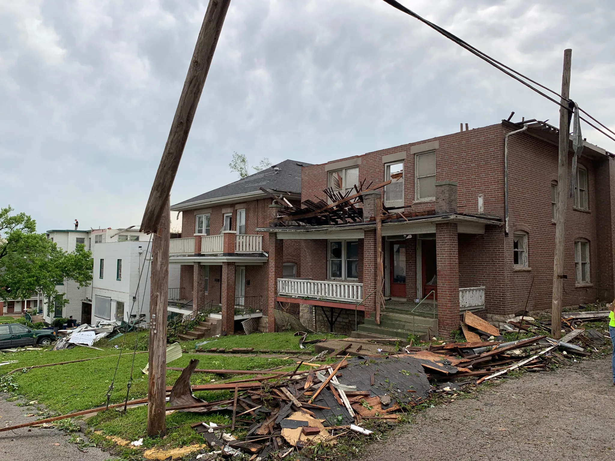 Tornado damage at the Shoe Factory