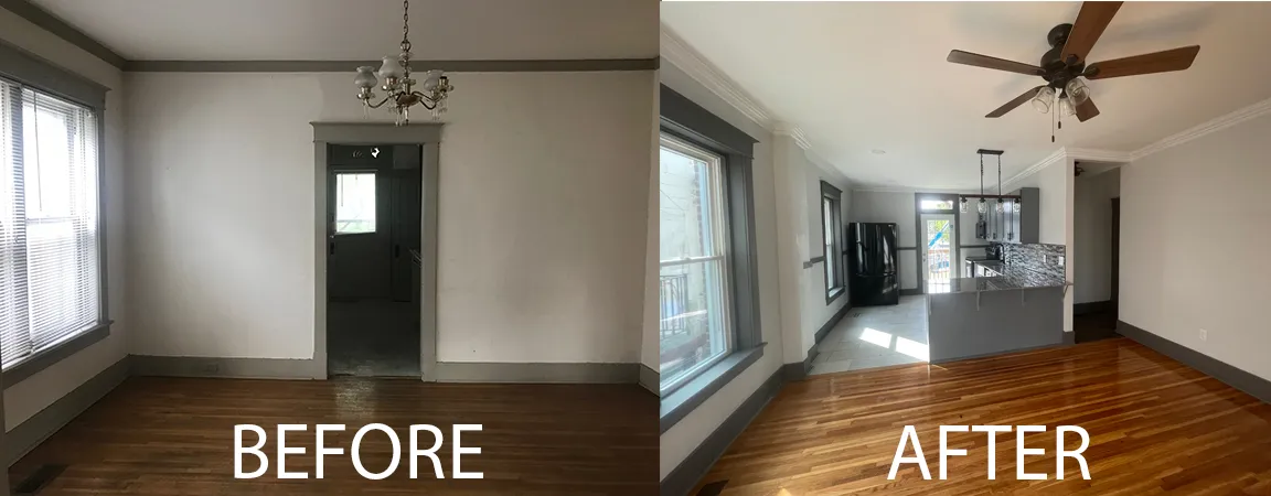 Downstairs Dining Room — before and after