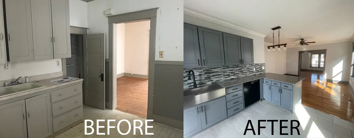 Downstairs Kitchen — before and after