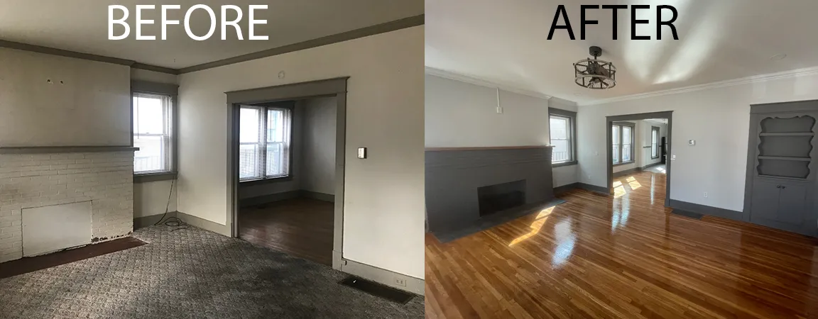 Downstairs Living Room — before and after
