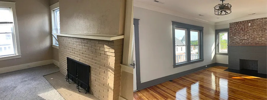 Upstairs Living Room — before and after